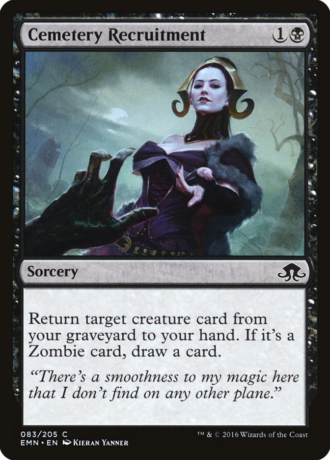 This Is An Image Of The Magic The Gathering Card Cemetery Recruitment From The Set Foundations - Designed By Artist Kieran Yanner