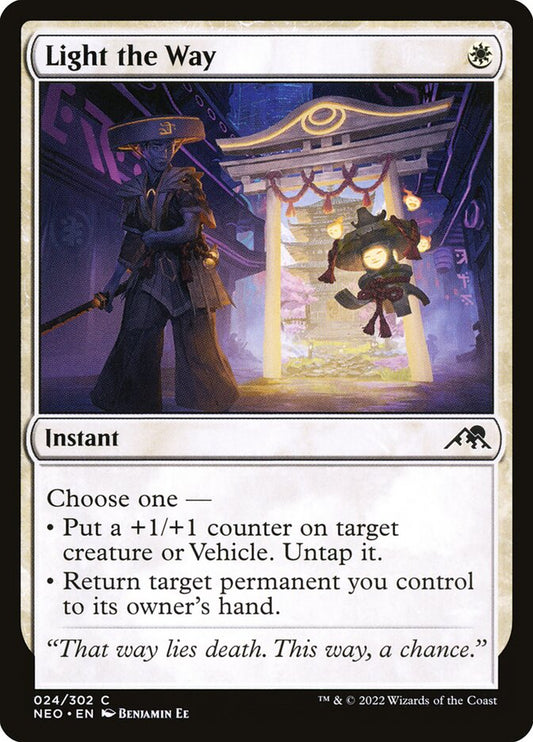 This Is An Image Of The Magic The Gathering Card Light the Way From The Set Kamigawa: Neon Dynasty - Designed By Artist Benjamin Ee