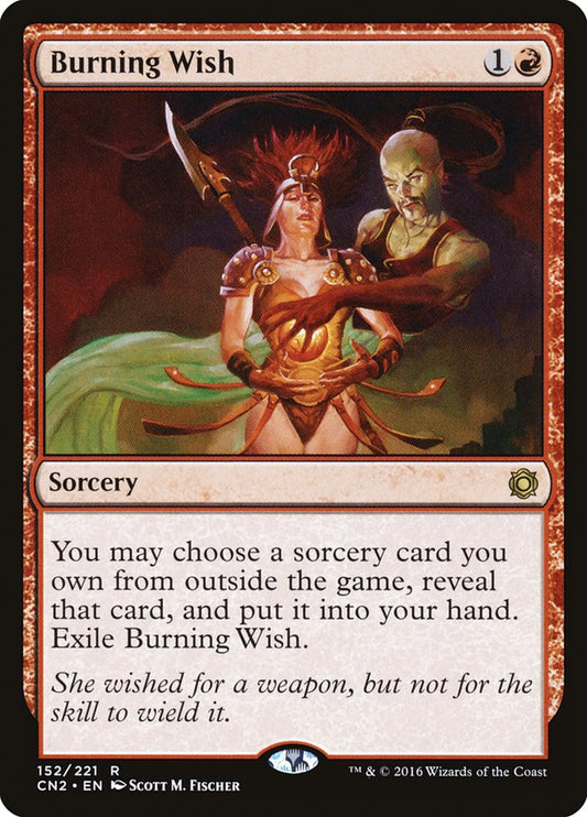 This Is An Image Of The Magic The Gathering Card Burning Wish From The Set Conspiracy: Take the Crown - Designed By Artist Scott M. Fischer