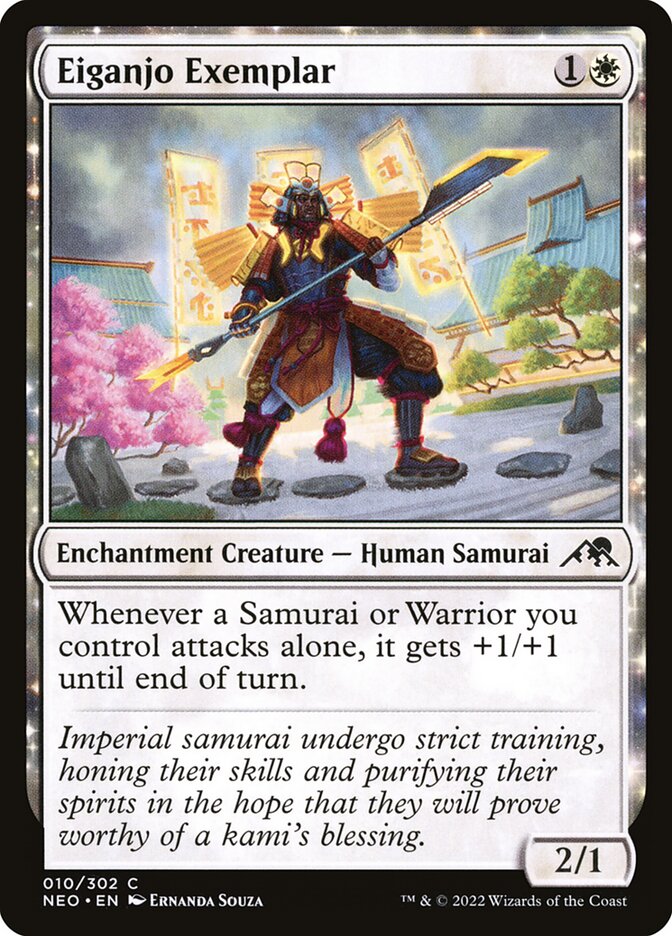 This Is An Image Of The Magic The Gathering Card Eiganjo Exemplar From The Set Kamigawa: Neon Dynasty - Designed By Artist Ernanda Souza