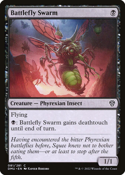 This Is An Image Of The Magic The Gathering Card Battlefly Swarm From The Set Dominaria United - Designed By Artist Xavier Ribeiro