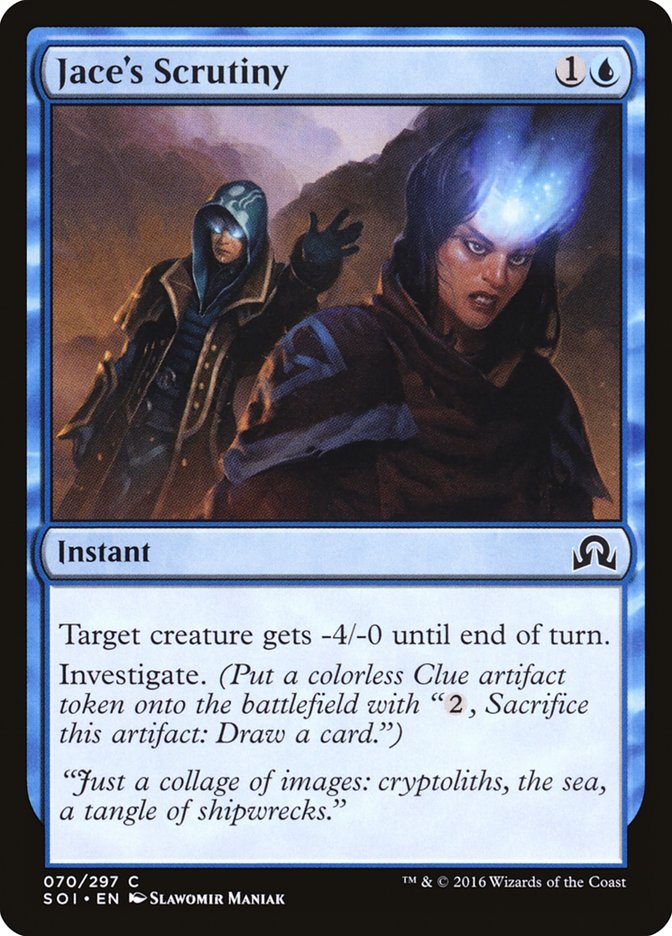 This Is An Image Of The Magic The Gathering Card Jace's Scrutiny From The Set Shadows over Innistrad - Designed By Artist Slawomir Maniak