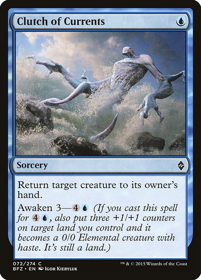This Is An Image Of The Magic The Gathering Card Clutch of Currents From The Set Battle for Zendikar - Designed By Artist Igor Kieryluk