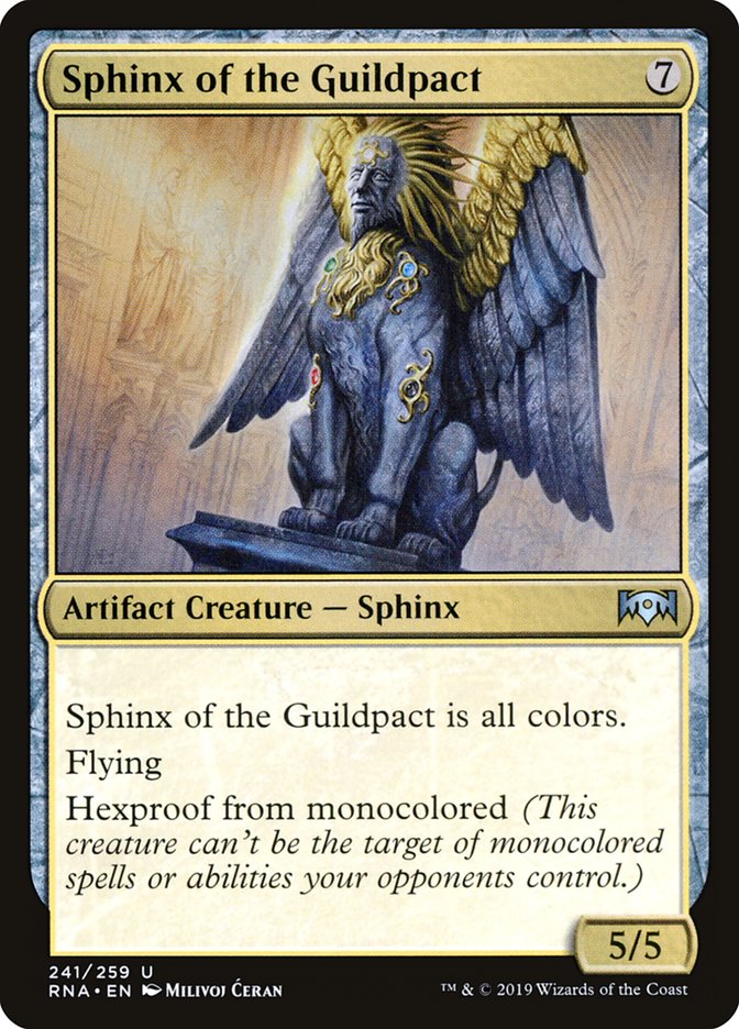 This Is An Image Of The Magic The Gathering Card Sphinx of the Guildpact From The Set Double Masters - Designed By Artist Milivoj Ćeran