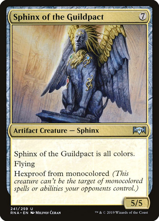 This Is An Image Of The Magic The Gathering Card Sphinx of the Guildpact From The Set Double Masters - Designed By Artist Milivoj Ćeran