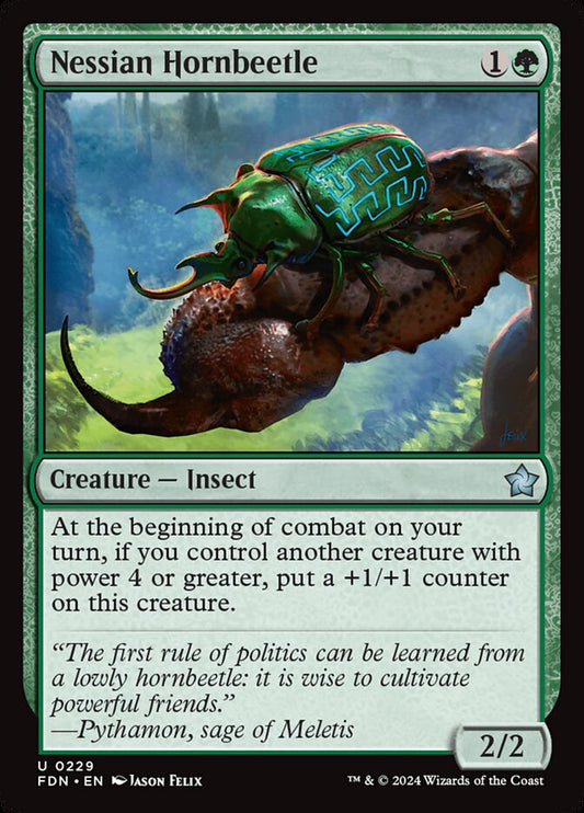 This Is An Image Of The Magic The Gathering Card Nessian Hornbeetle From The Set Foundations - Designed By Artist Jason Felix