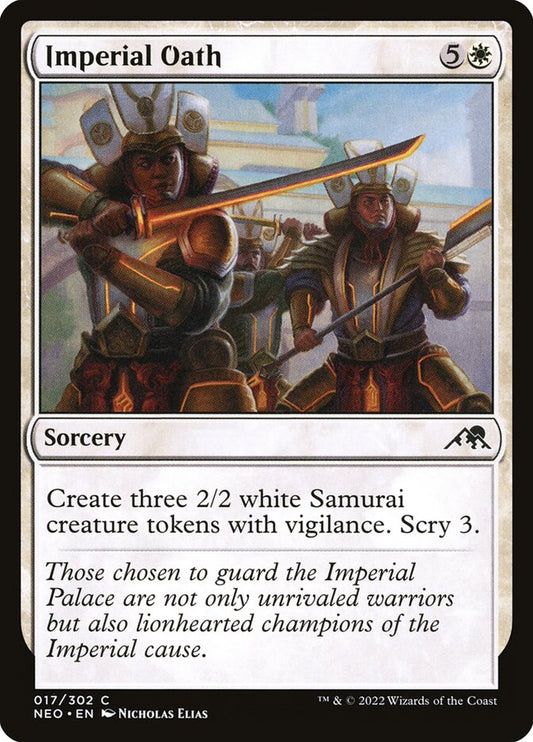 This Is An Image Of The Magic The Gathering Card Imperial Oath From The Set Kamigawa: Neon Dynasty - Designed By Artist Nicholas Elias