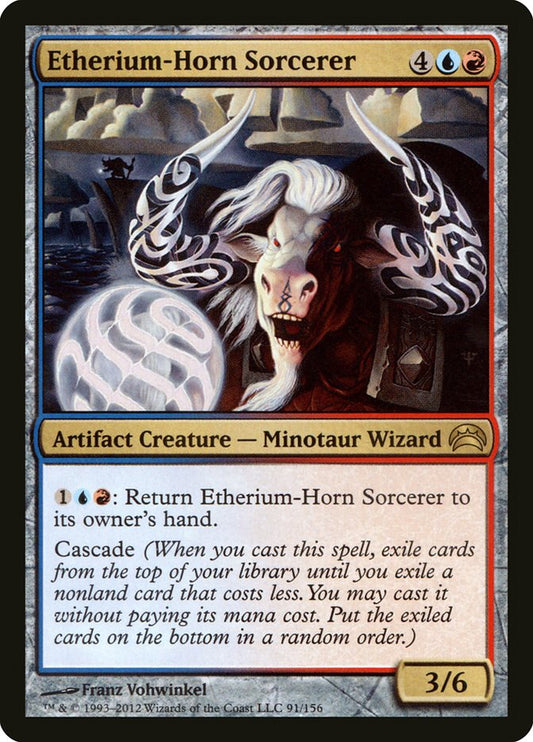 This Is An Image Of The Magic The Gathering Card Etherium-Horn Sorcerer From The Set Commander 2017 - Designed By Artist Franz Vohwinkel