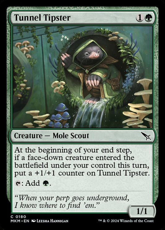 This Is An Image Of The Magic The Gathering Card Tunnel Tipster From The Set Murders at Karlov Manor - Designed By Artist Leesha Hannigan