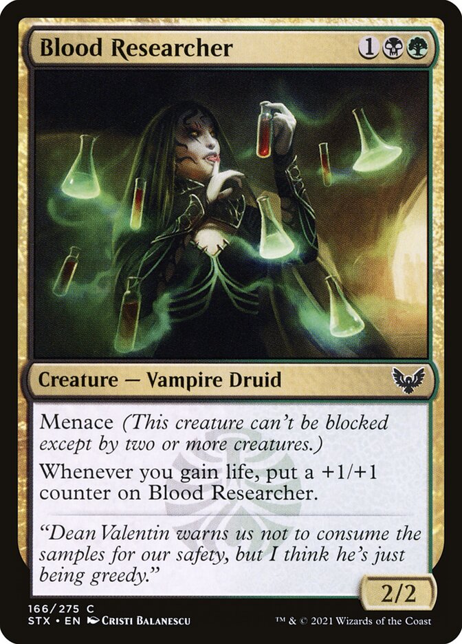 This Is An Image Of The Magic The Gathering Card Blood Researcher From The Set Strixhaven: School of Mages - Designed By Artist Cristi Balanescu