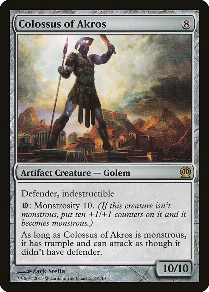 This Is An Image Of The Magic The Gathering Card Colossus of Akros From The Set Theros - Designed By Artist Zack Stella