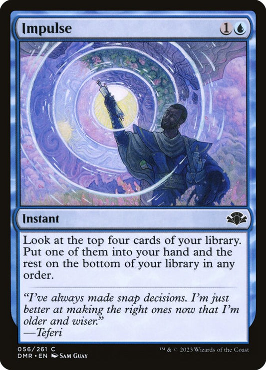 This Is An Image Of The Magic The Gathering Card Impulse From The Set Dominaria Remastered - Designed By Artist Sam Guay
