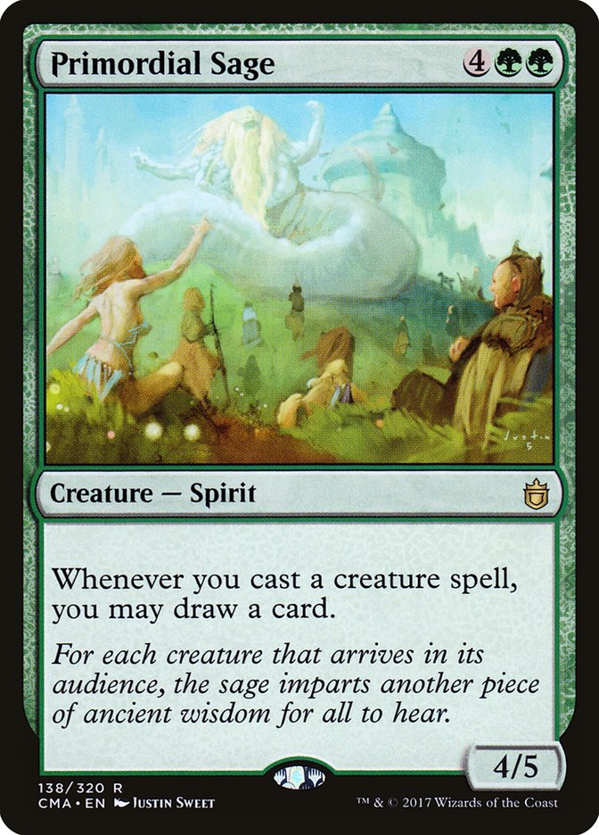 This Is An Image Of The Magic The Gathering Card Primordial Sage From The Set Jumpstart - Designed By Artist Justin Sweet