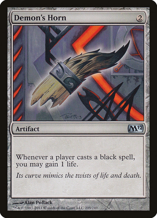 This Is An Image Of The Magic The Gathering Card Demon's Horn From The Set Duel Decks Anthology: Divine vs. Demonic - Designed By Artist Alan Pollack