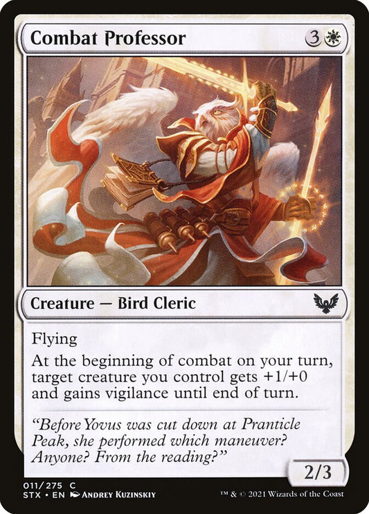 This Is An Image Of The Magic The Gathering Card Combat Professor From The Set Strixhaven: School of Mages - Designed By Artist Andrey Kuzinskiy