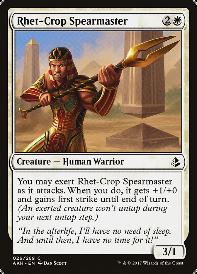 This Is An Image Of The Magic The Gathering Card Rhet-Crop Spearmaster From The Set Amonkhet - Designed By Artist Dan Murayama Scott