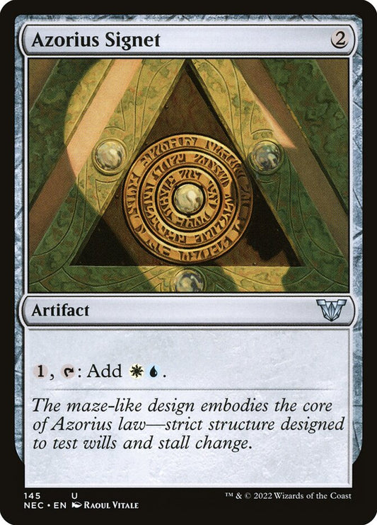 This Is An Image Of The Magic The Gathering Card Azorius Signet From The Set Tarkir: Dragonstorm Commander - Designed By Artist Raoul Vitale