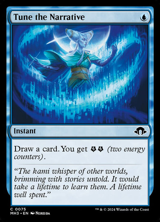 This Is An Image Of The Magic The Gathering Card Tune the Narrative From The Set Modern Horizons 3 - Designed By Artist Nereida