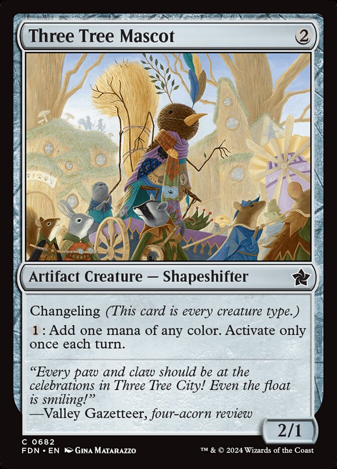 This Is An Image Of The Magic The Gathering Card Three Tree Mascot From The Set Foundations - Designed By Artist Gina Matarazzo
