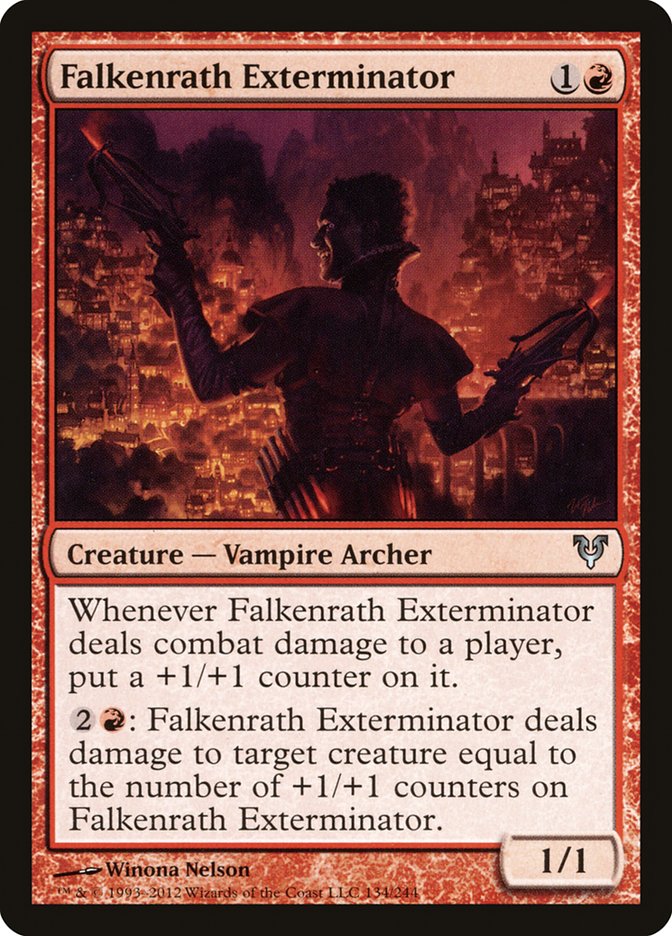 This Is An Image Of The Magic The Gathering Card Falkenrath Exterminator From The Set March of the Machine Commander - Designed By Artist Winona Nelson