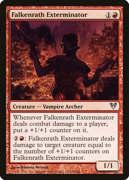 This Is An Image Of The Magic The Gathering Card Falkenrath Exterminator From The Set March of the Machine Commander - Designed By Artist Winona Nelson