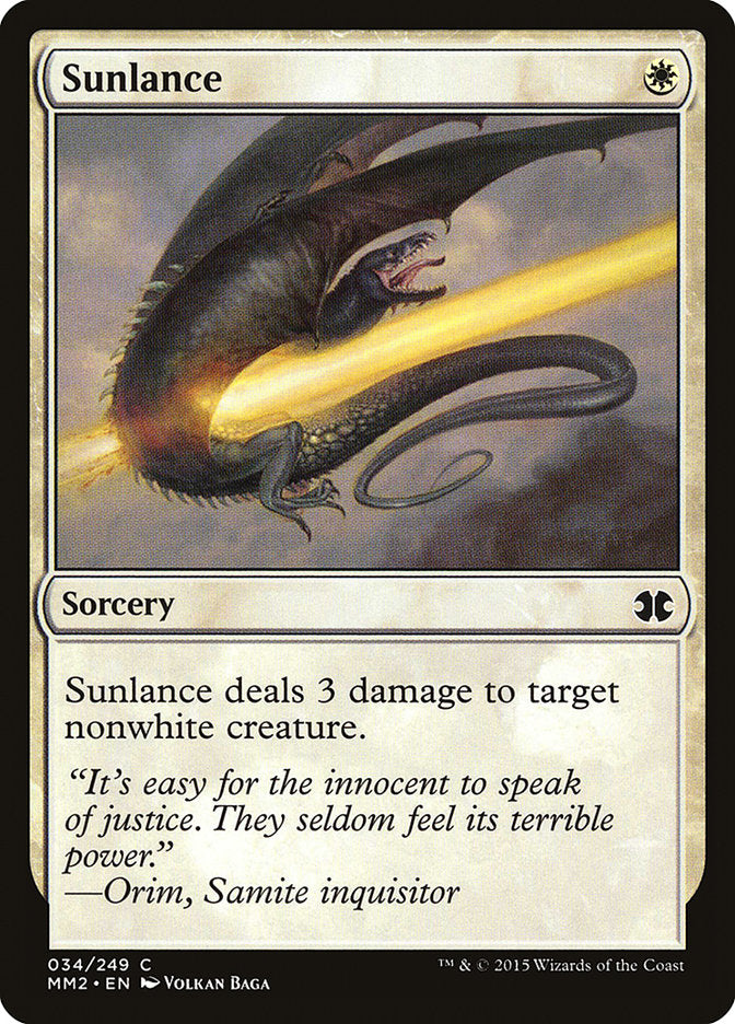 This Is An Image Of The Magic The Gathering Card Sunlance From The Set Time Spiral Remastered - Designed By Artist Volkan Baǵa