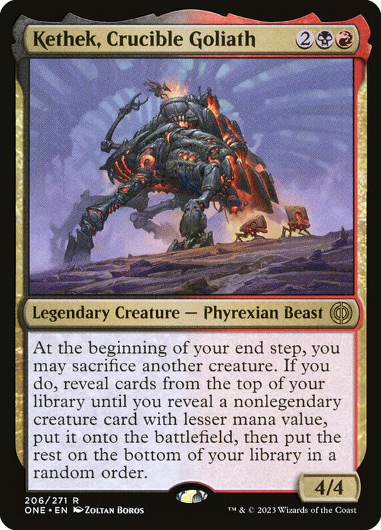 This Is An Image Of The Magic The Gathering Card Kethek, Crucible Goliath From The Set Phyrexia: All Will Be One - Designed By Artist Zoltan Boros
