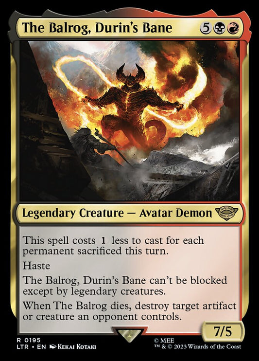 This Is An Image Of The Magic The Gathering Card The Balrog, Durin's Bane From The Set The Lord of the Rings: Tales of Middle-earth - Designed By Artist Kekai Kotaki