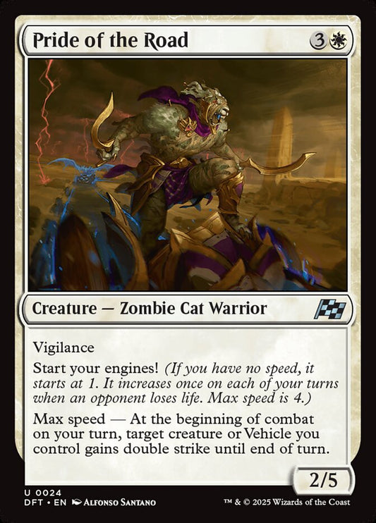This Is An Image Of The Magic The Gathering Card Pride of the Road From The Set Aetherdrift - Designed By Artist Alfonso Santano