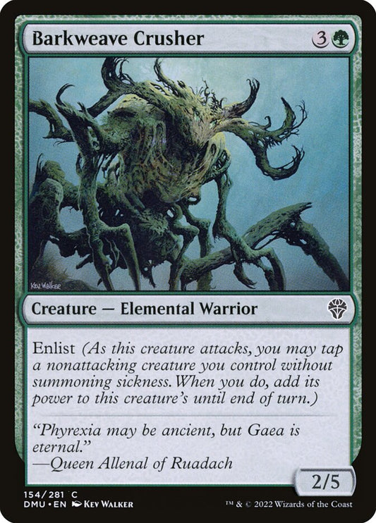 This Is An Image Of The Magic The Gathering Card Barkweave Crusher From The Set Dominaria United - Designed By Artist Kev Walker