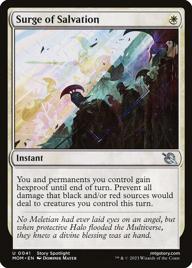 This Is An Image Of The Magic The Gathering Card Surge of Salvation From The Set March of the Machine - Designed By Artist Dominik Mayer