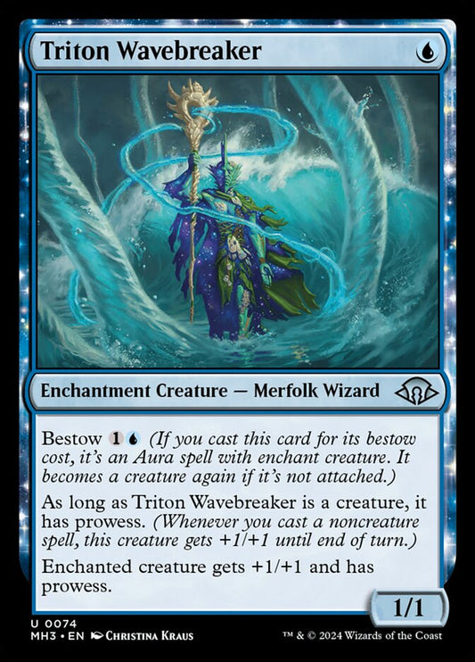 This Is An Image Of The Magic The Gathering Card Triton Wavebreaker From The Set Modern Horizons 3 - Designed By Artist Christina Kraus