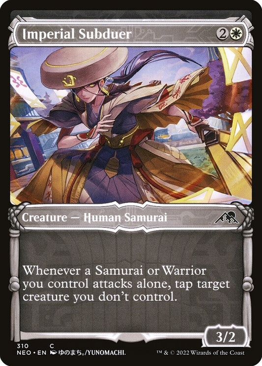 This Is An Image Of The Magic The Gathering Card Imperial Subduer From The Set Kamigawa: Neon Dynasty - Designed By Artist Zara Alfonso