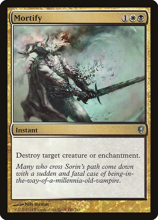 This Is An Image Of The Magic The Gathering Card Mortify From The Set Foundations - Designed By Artist Nils Hamm