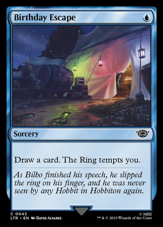 This Is An Image Of The Magic The Gathering Card Birthday Escape From The Set The Lord of the Rings: Tales of Middle-earth - Designed By Artist David Álvarez