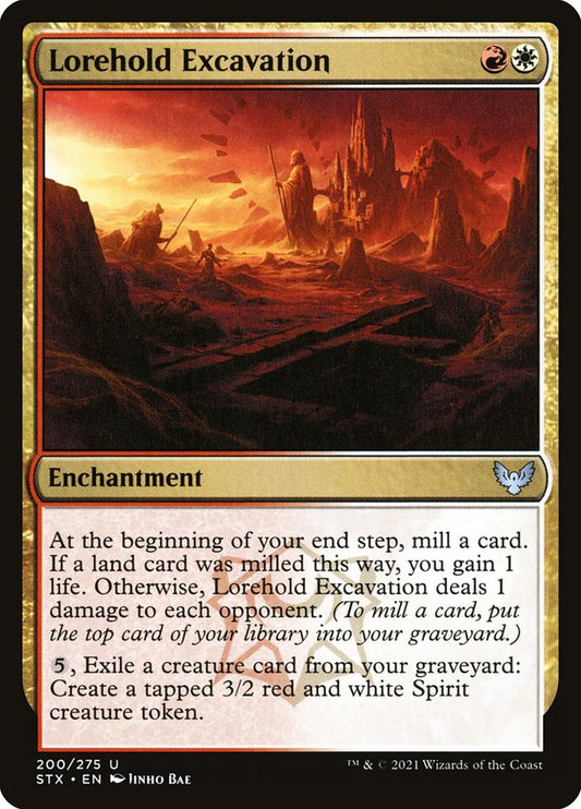 This Is An Image Of The Magic The Gathering Card Lorehold Excavation From The Set Strixhaven: School of Mages - Designed By Artist Jinho Bae