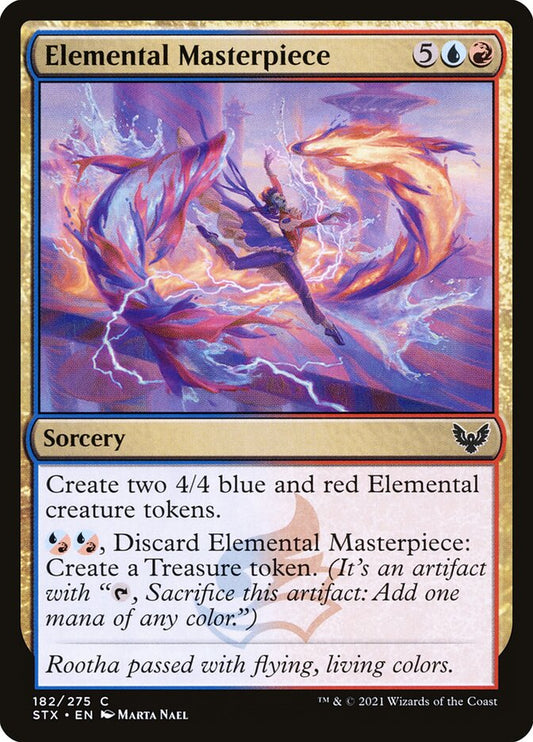 This Is An Image Of The Magic The Gathering Card Elemental Masterpiece From The Set Strixhaven: School of Mages - Designed By Artist Marta Nael