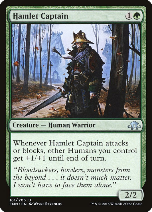 This Is An Image Of The Magic The Gathering Card Hamlet Captain From The Set Innistrad Remastered - Designed By Artist Wayne Reynolds
