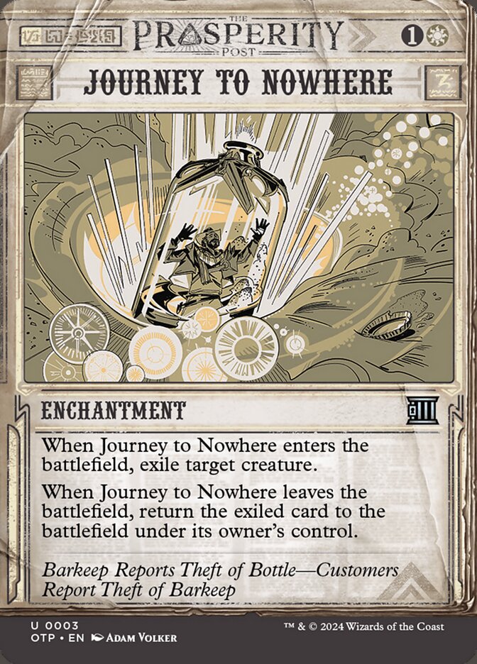 This Is An Image Of The Magic The Gathering Card Journey to Nowhere From The Set Commander 2011 - Designed By Artist Warren Mahy