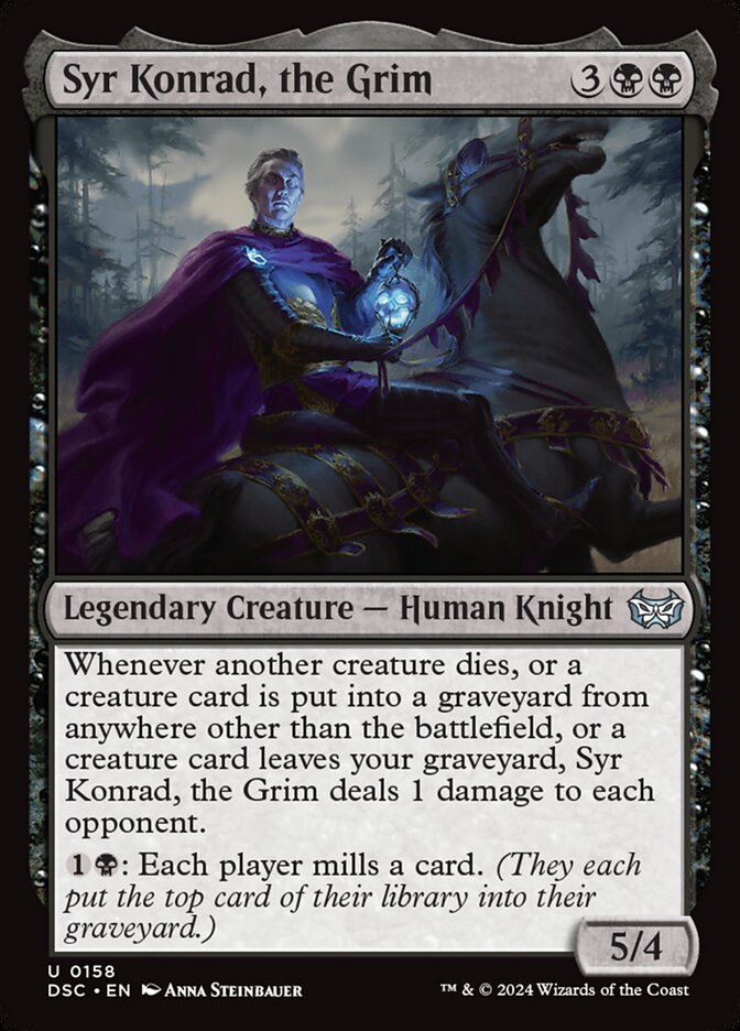 This Is An Image Of The Magic The Gathering Card Syr Konrad, the Grim From The Set Duskmourn: House of Horror Commander - Designed By Artist Anna Steinbauer