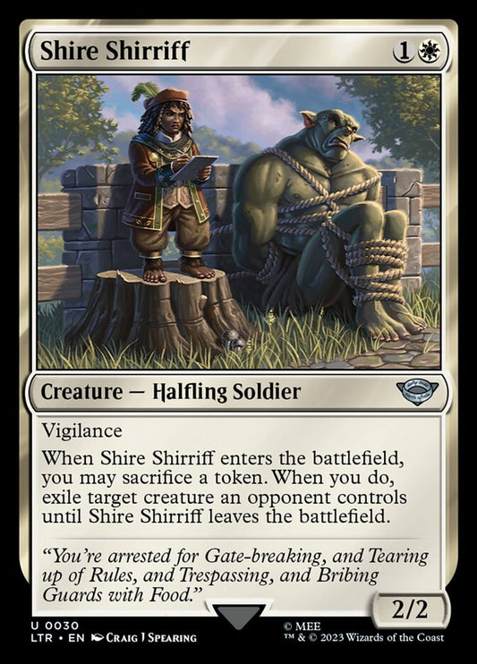 This Is An Image Of The Magic The Gathering Card Shire Shirriff From The Set The Lord of the Rings: Tales of Middle-earth - Designed By Artist Craig J Spearing