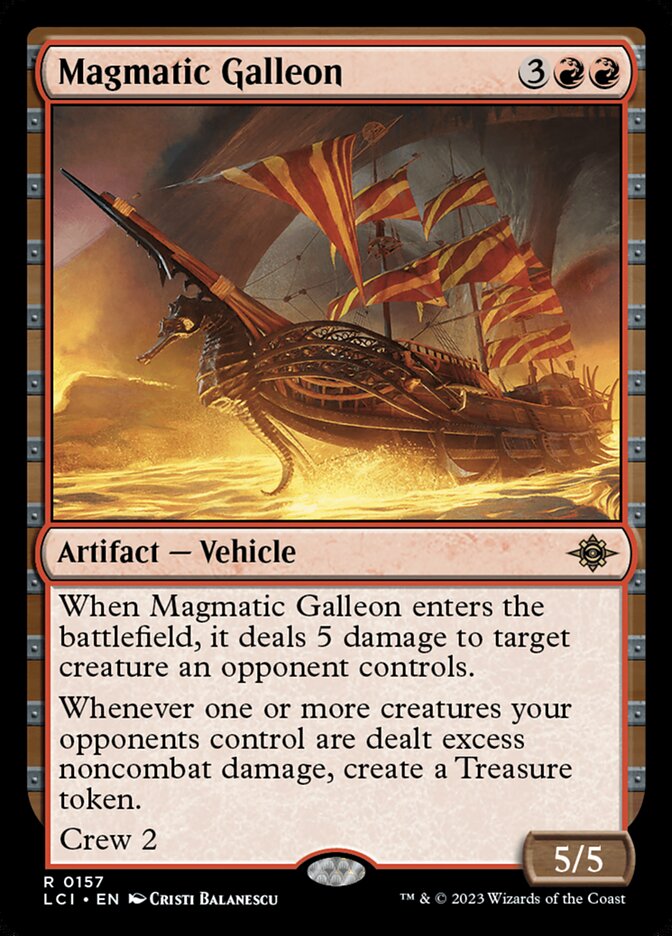 This Is An Image Of The Magic The Gathering Card Magmatic Galleon From The Set The Lost Caverns of Ixalan - Designed By Artist Cristi Balanescu