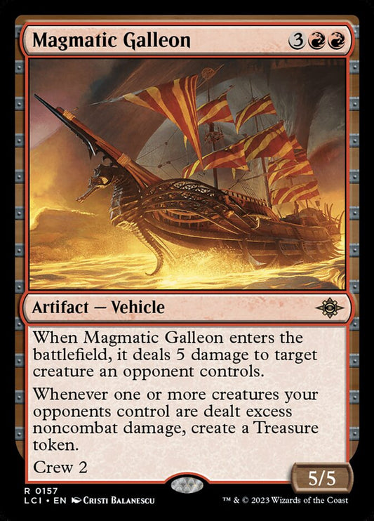 This Is An Image Of The Magic The Gathering Card Magmatic Galleon From The Set The Lost Caverns of Ixalan - Designed By Artist Cristi Balanescu