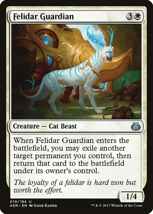 This Is An Image Of The Magic The Gathering Card Felidar Guardian From The Set Aether Revolt - Designed By Artist Jakub Kasper