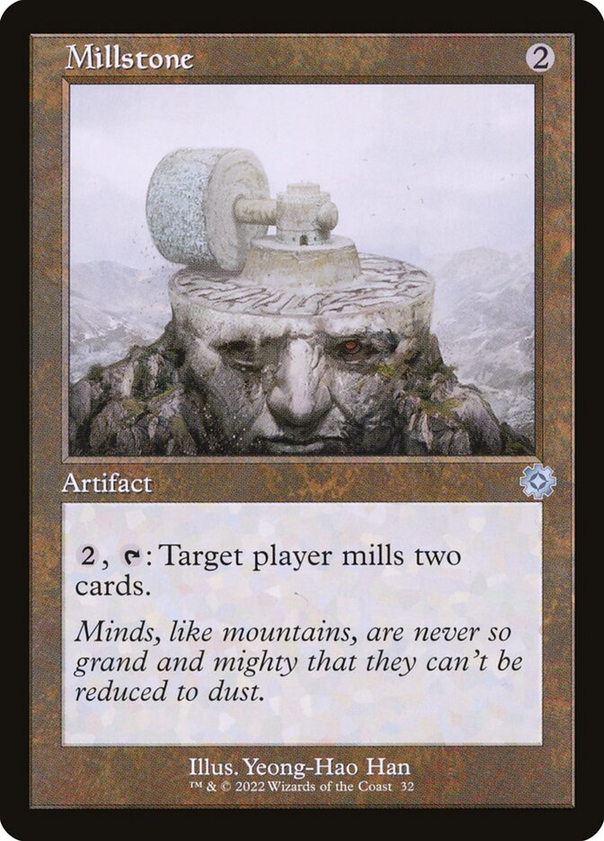 This Is An Image Of The Magic The Gathering Card Millstone From The Set Core Set 2019 - Designed By Artist Yeong-Hao Han