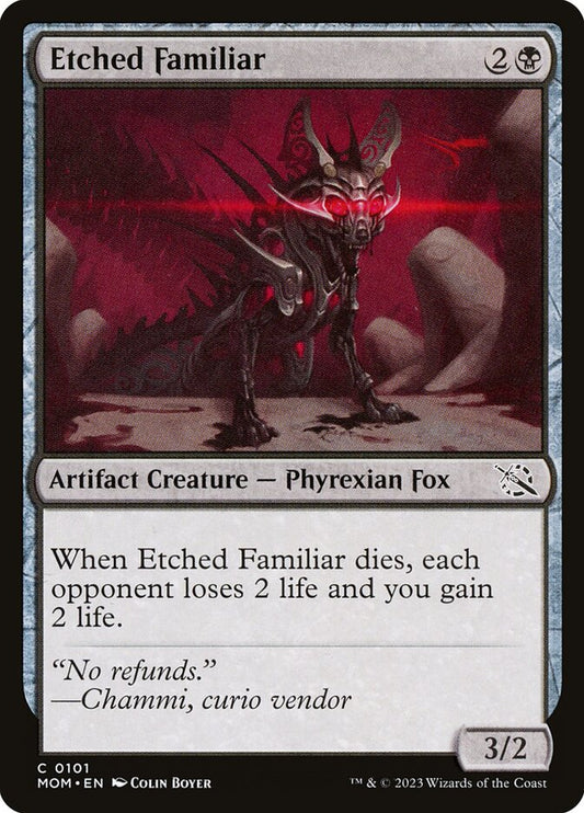 This Is An Image Of The Magic The Gathering Card Etched Familiar From The Set March of the Machine - Designed By Artist Colin Boyer
