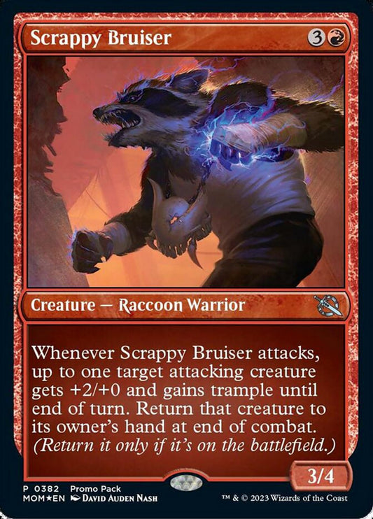 This Is An Image Of The Magic The Gathering Card Scrappy Bruiser From The Set March of the Machine - Designed By Artist David Auden Nash