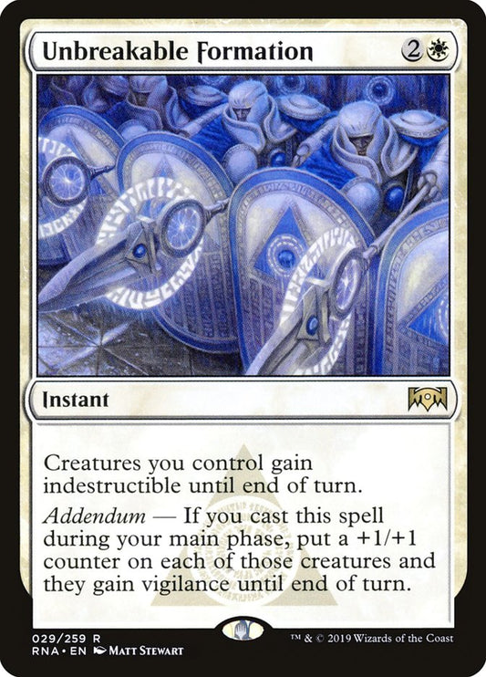 This Is An Image Of The Magic The Gathering Card Unbreakable Formation From The Set Ravnica Remastered - Designed By Artist Matt Stewart