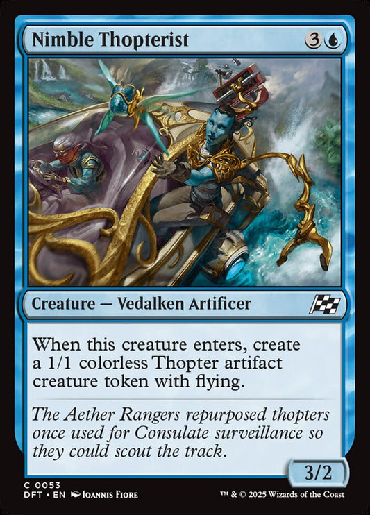 This Is An Image Of The Magic The Gathering Card Nimble Thopterist From The Set Aetherdrift - Designed By Artist Ioannis Fiore