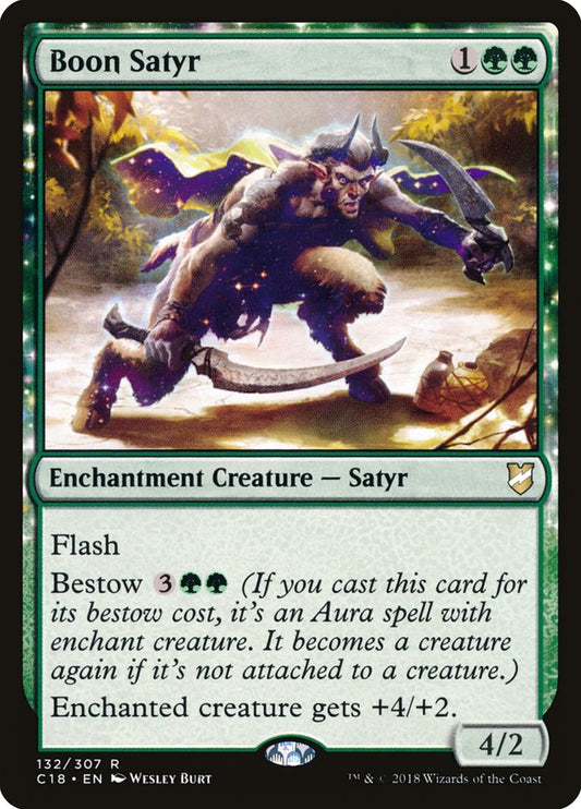 This Is An Image Of The Magic The Gathering Card Boon Satyr From The Set Commander 2018 - Designed By Artist Wesley Burt